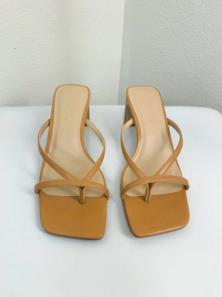 Strappy Kitten Heel {Tan}