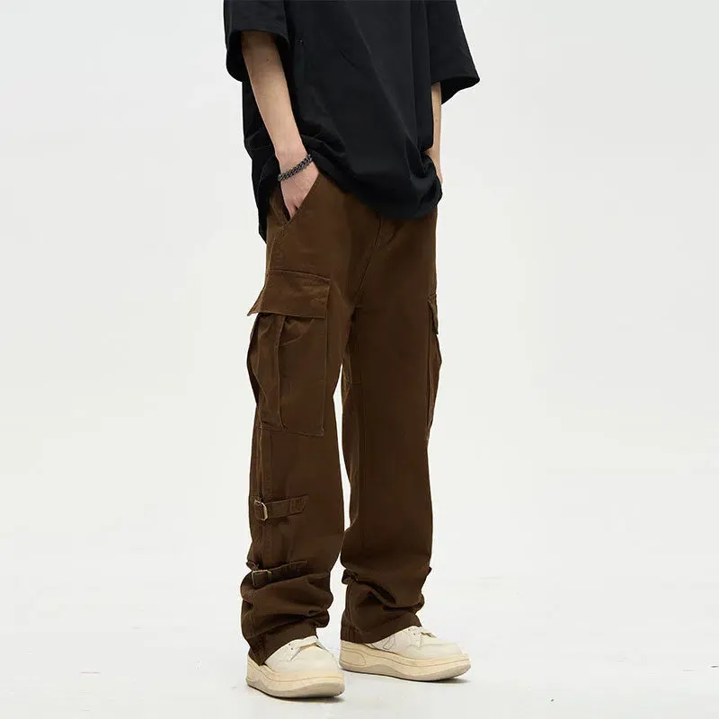 Strappy Straight-leg Overalls Cargo Pants
