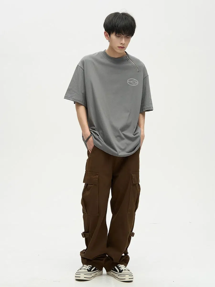 Strappy Straight-leg Overalls Cargo Pants