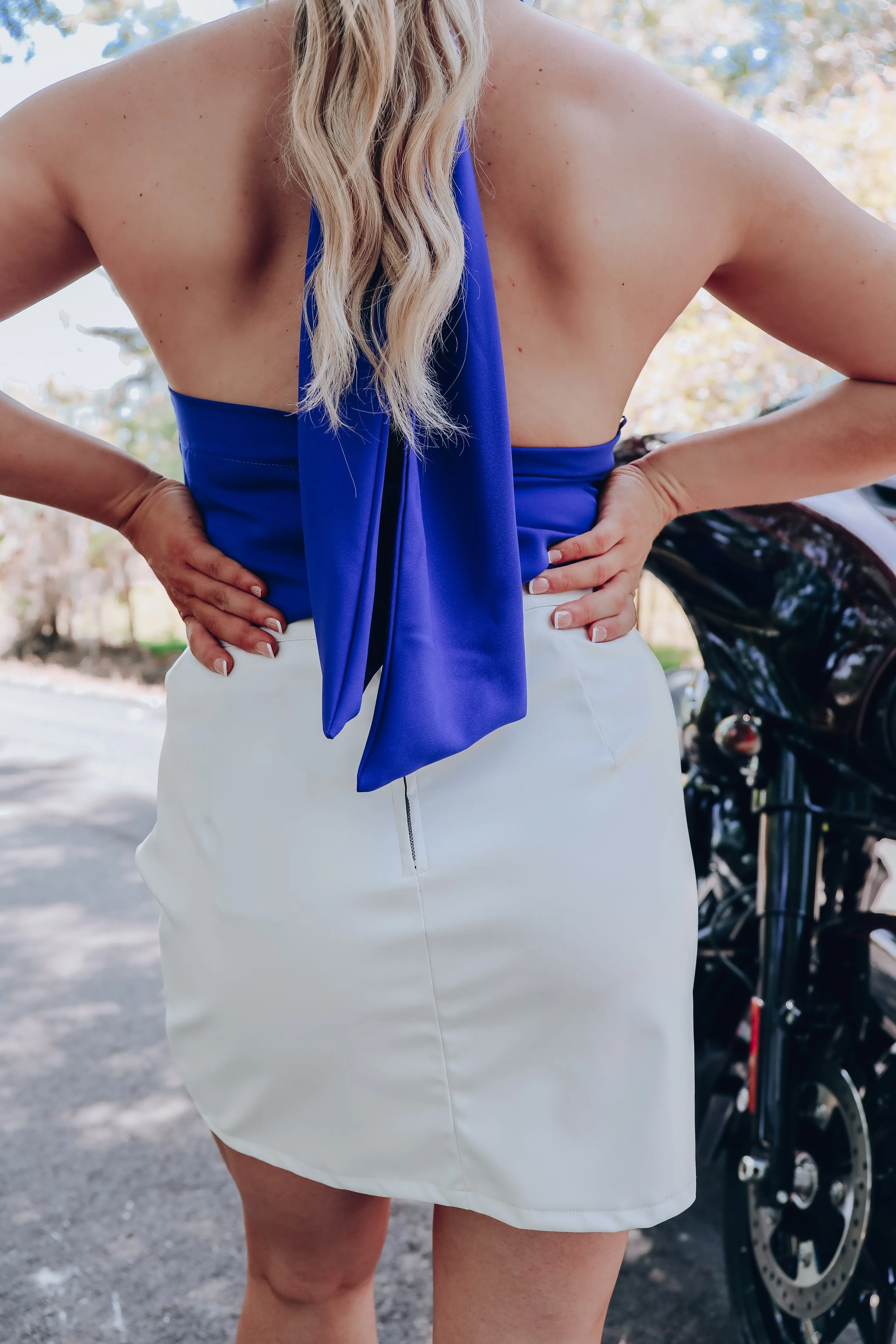 Striking Faux Leather Skirt - White