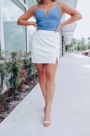 Striking Faux Leather Skirt - White