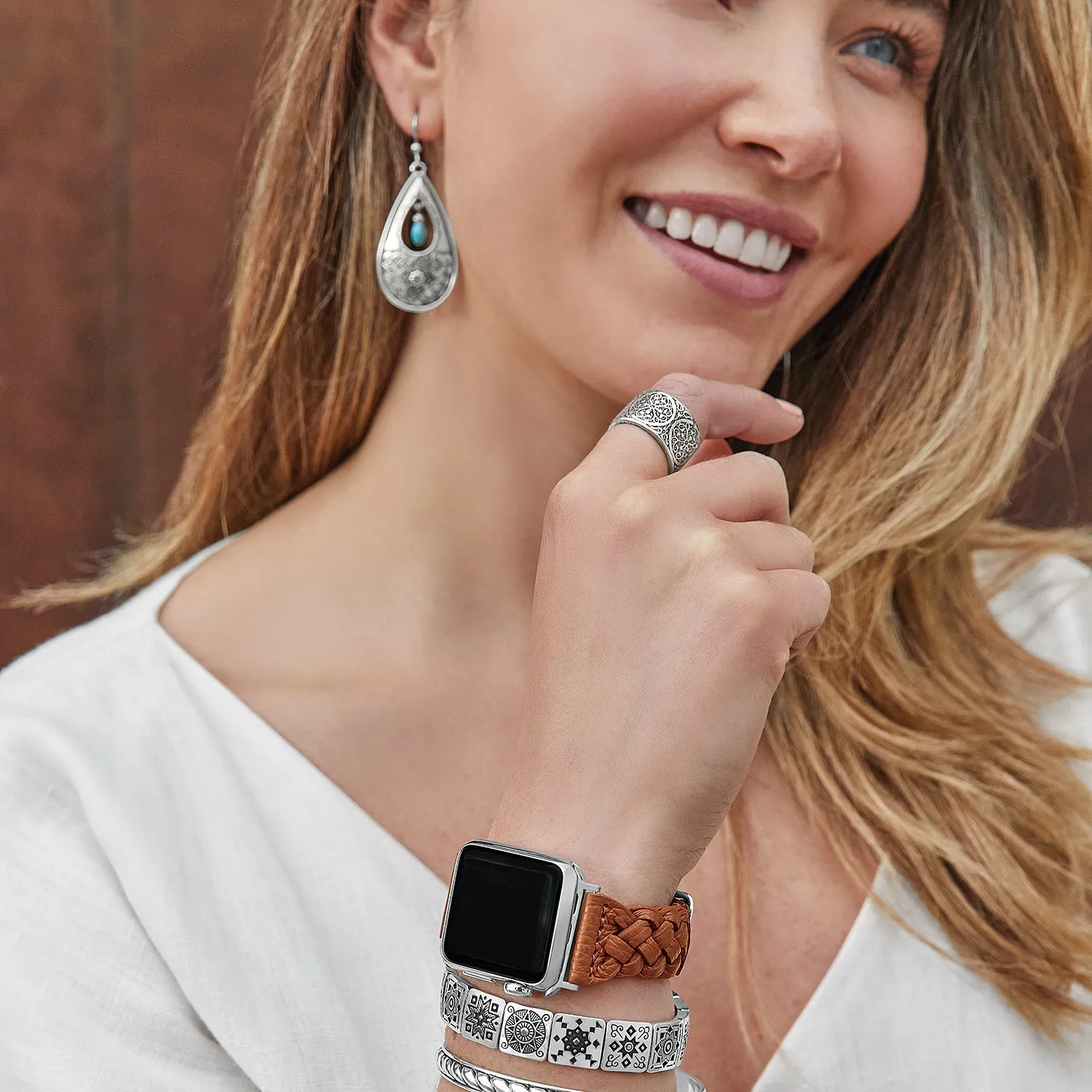 Sutton Braided Leather Watch Band-Luggage