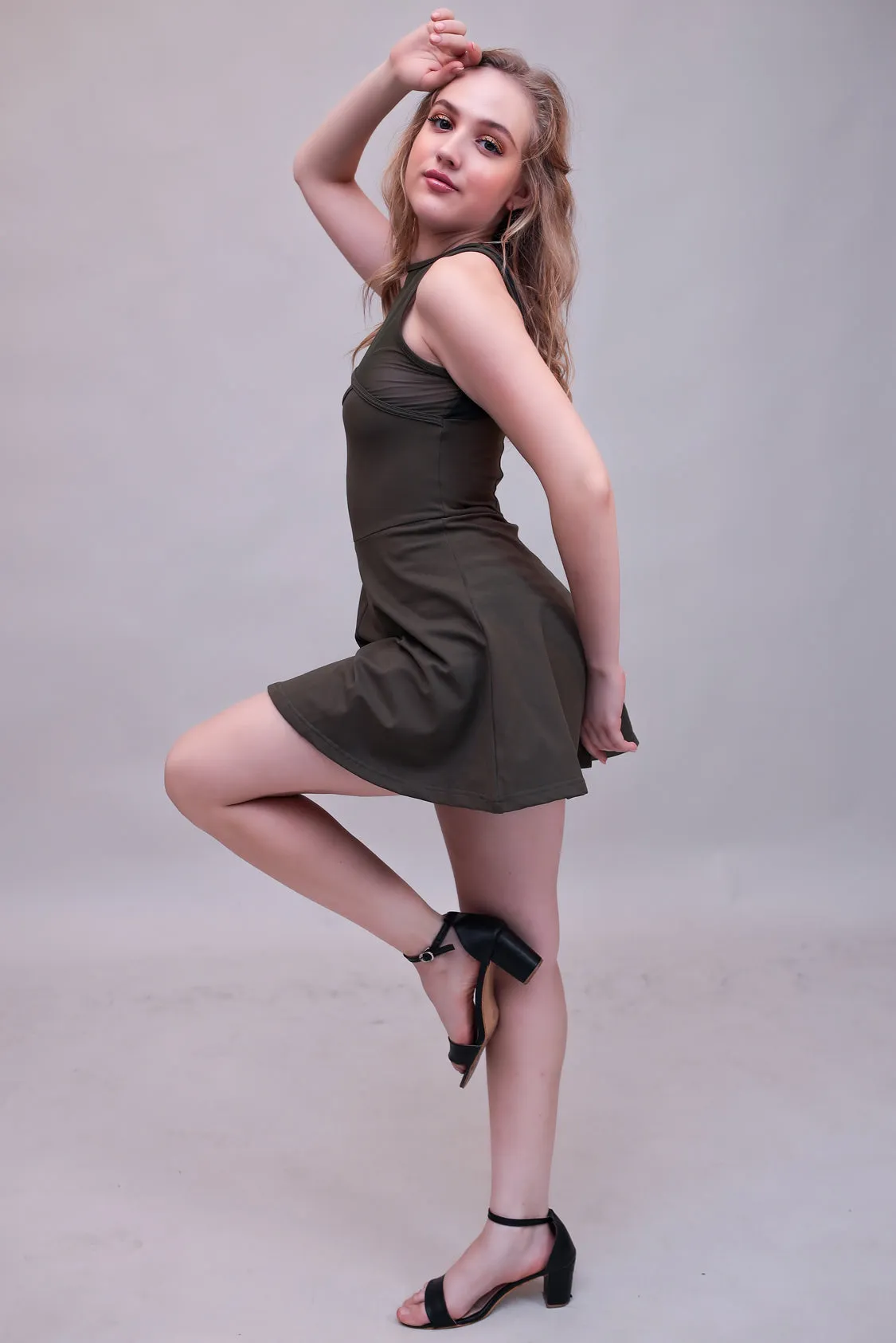 Swirl Tennis Skirt Dress for adventure and coffee run ( Dark Purple )