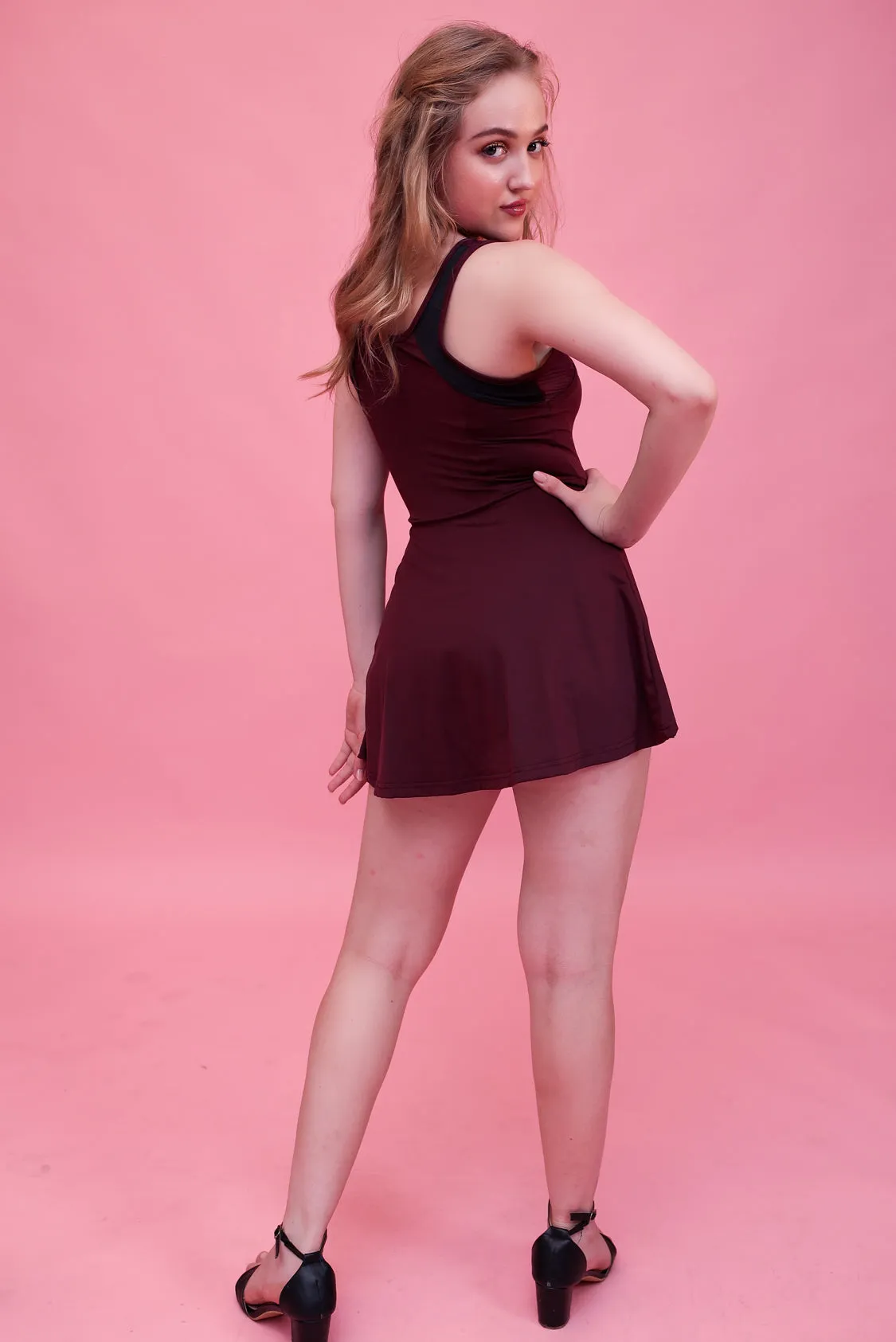 Swirl Tennis Skirt Dress for adventure and coffee run ( Dark Purple )