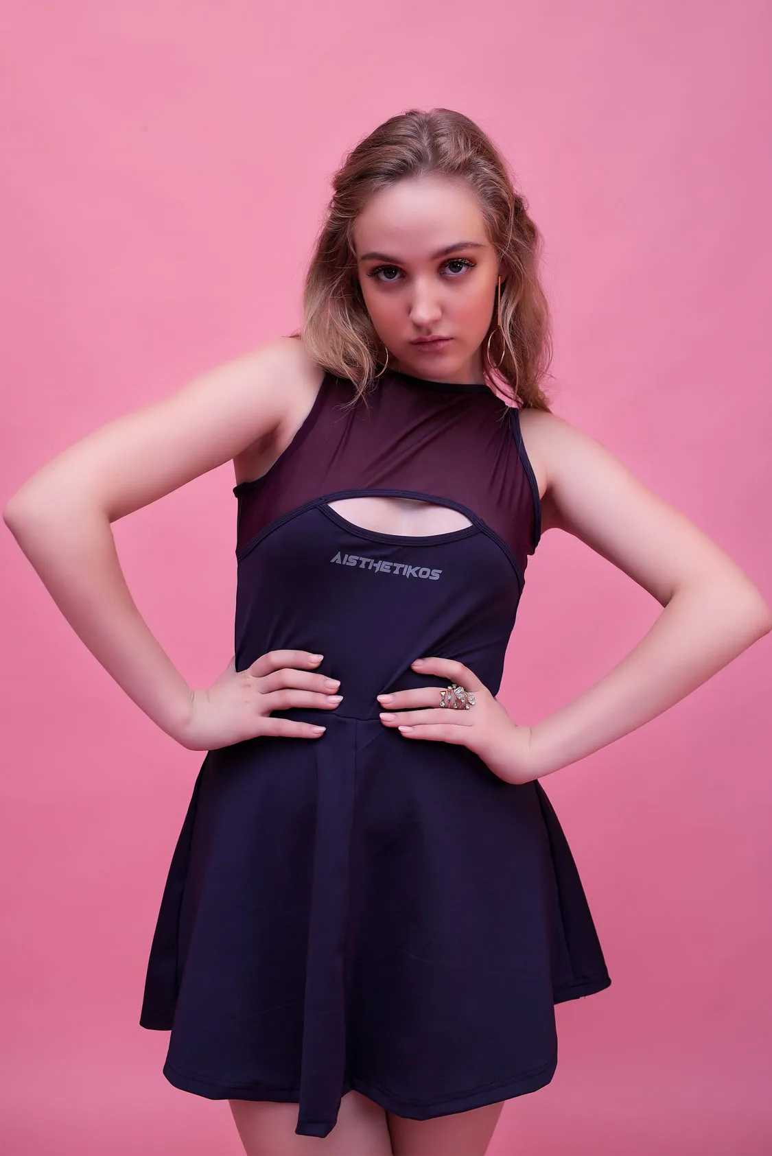 Swirl Tennis Skirt Dress for adventure and coffee run ( Dark Purple )