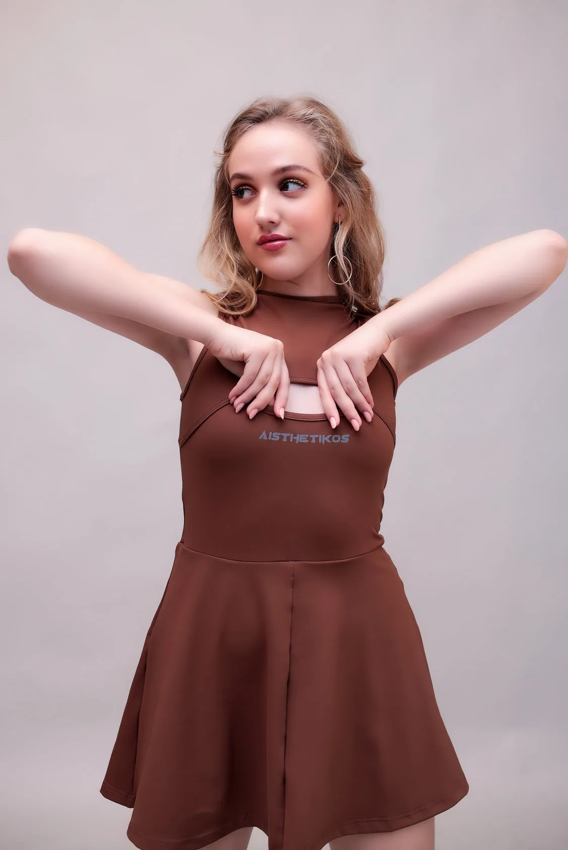 Swirl Tennis Skirt Dress for adventure and coffee run ( Dark Purple )