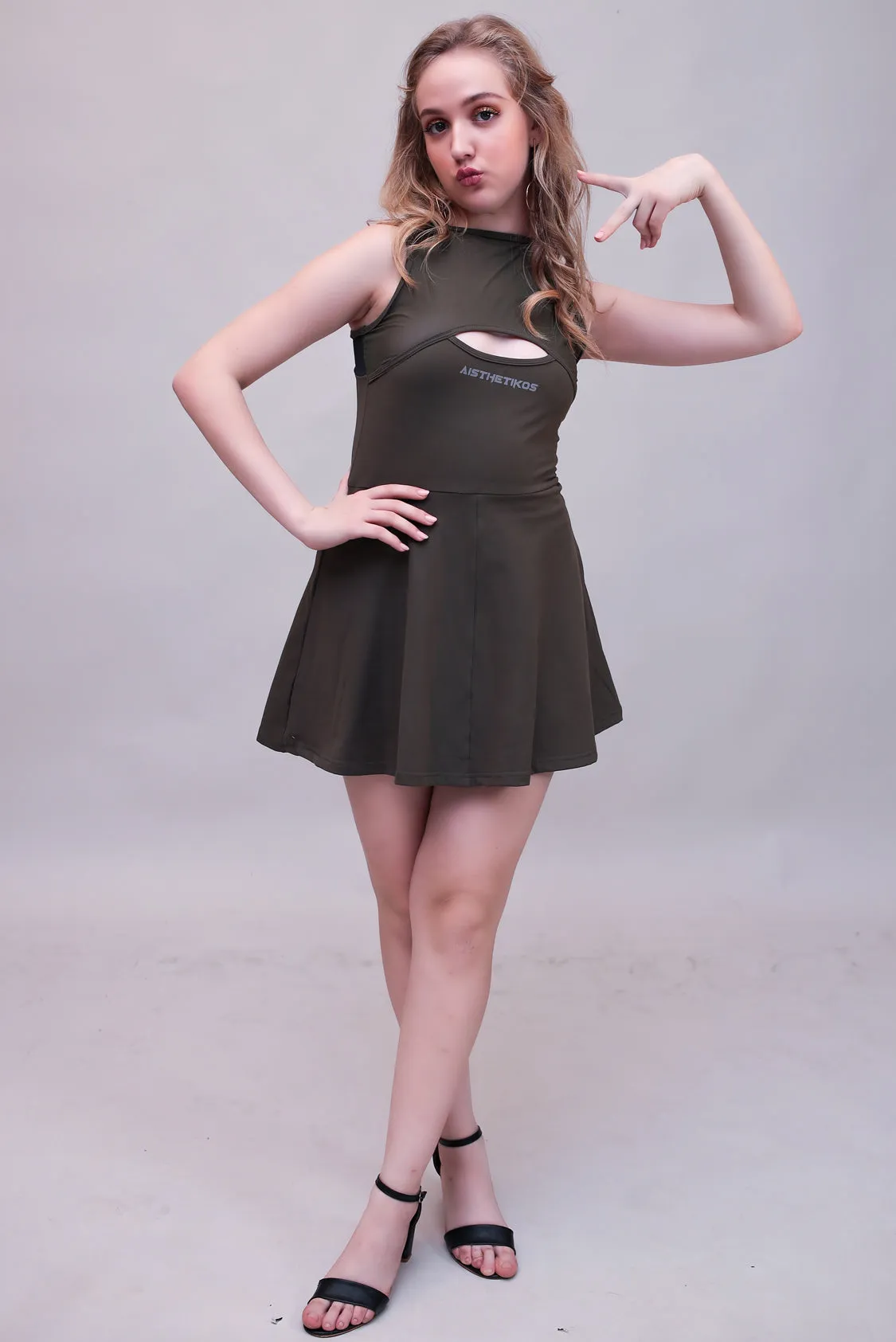 Swirl Tennis Skirt Dress for adventure and coffee run ( Dark Purple )