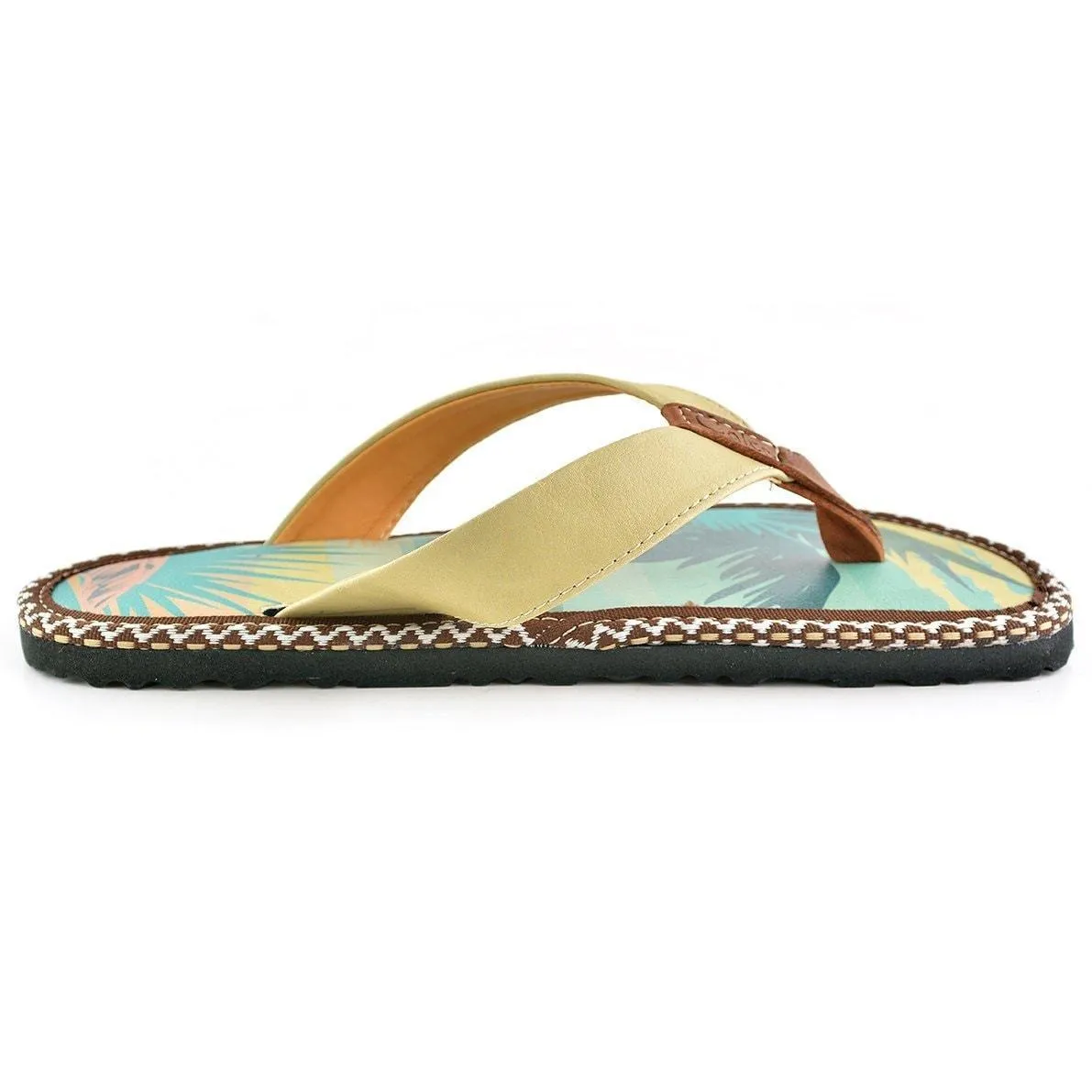 Tan & Blue Ocean Paradise Flip-Flop CAL413