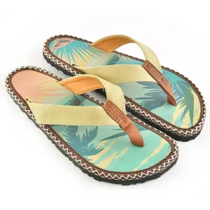 Tan & Blue Ocean Paradise Flip-Flop CAL413