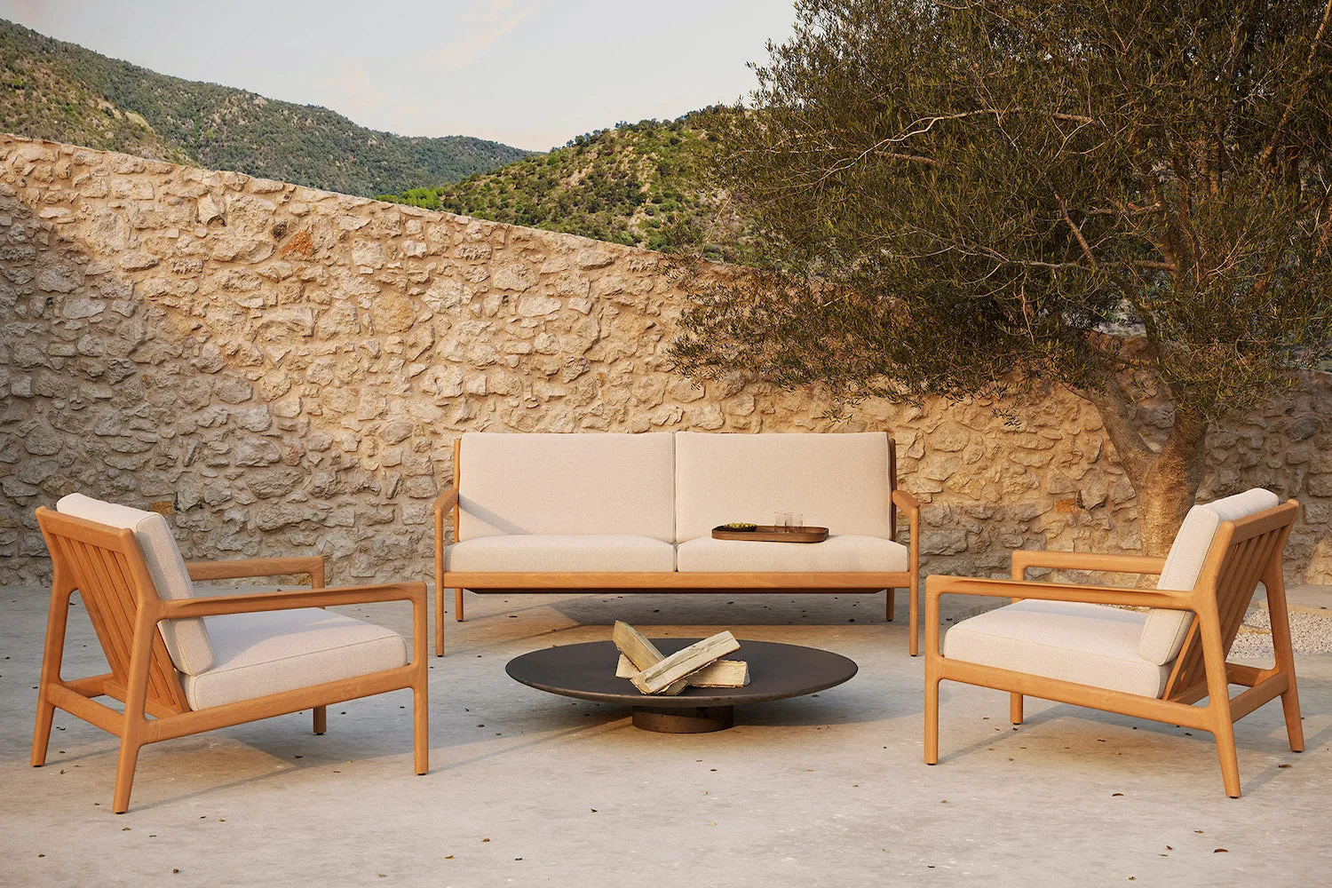 Teak Jack Outdoor Lounge Chair - Off White