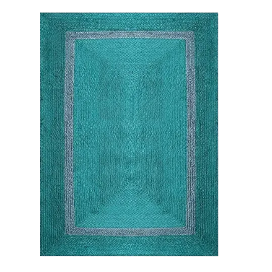 Teal and Gray Braided Jute Rug