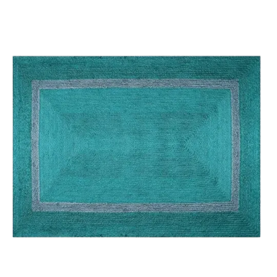Teal and Gray Braided Jute Rug