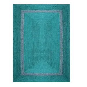 Teal and Gray Braided Jute Rug