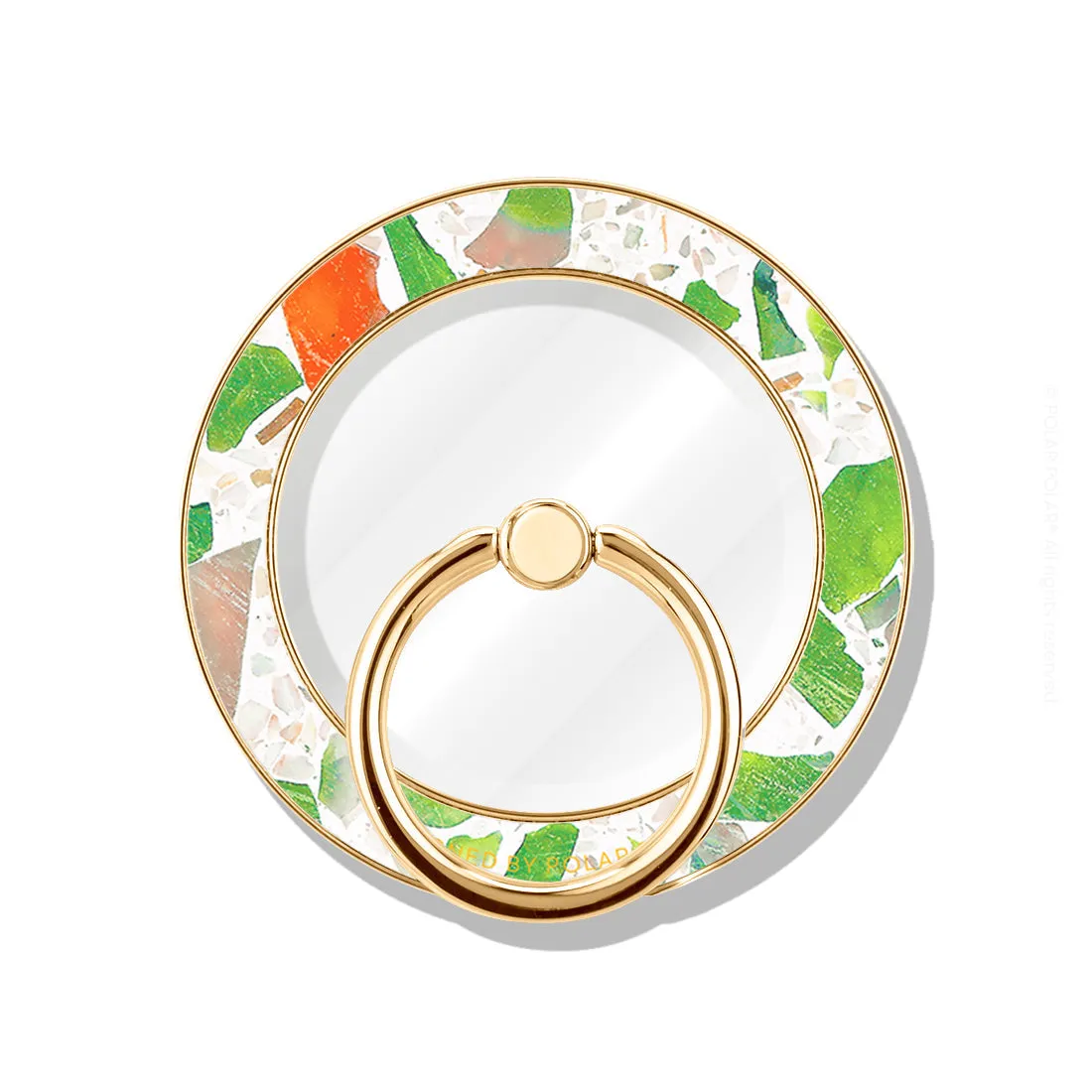 Terrazzo Green - Golden MagSafe Phone Grip and Ring Holder Stand