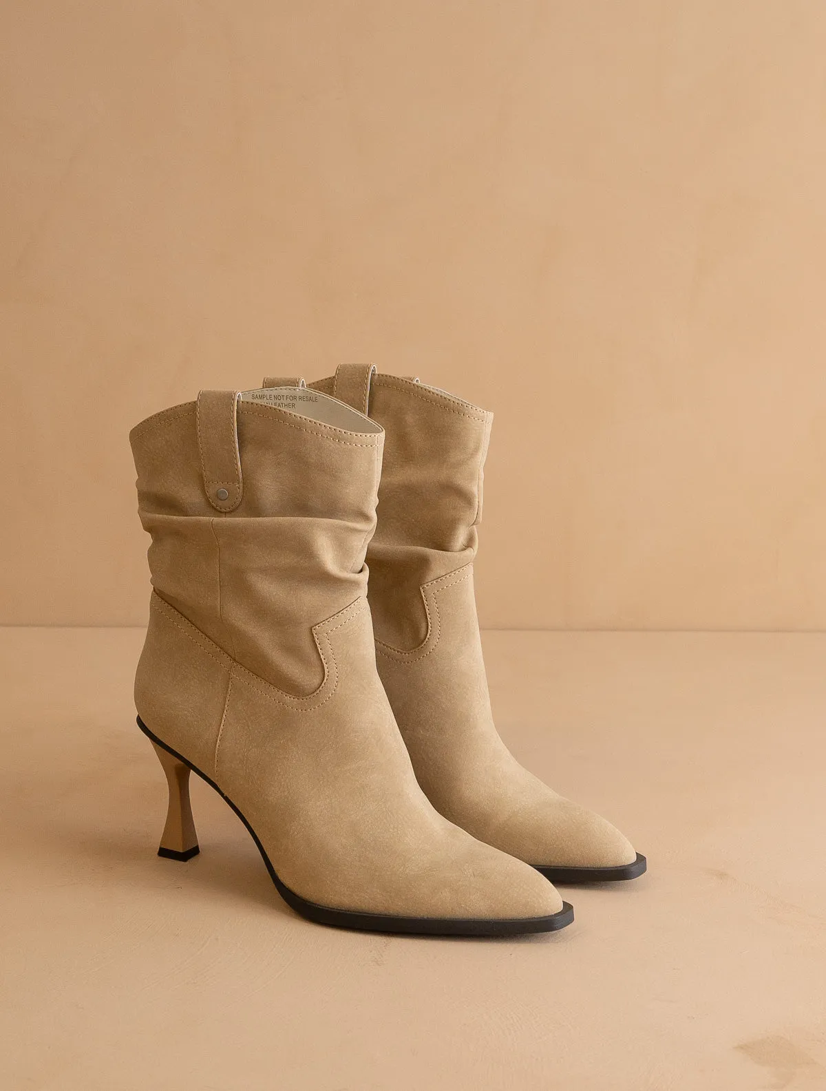 The Jolene | Khaki Kitten Heeled Western Boot