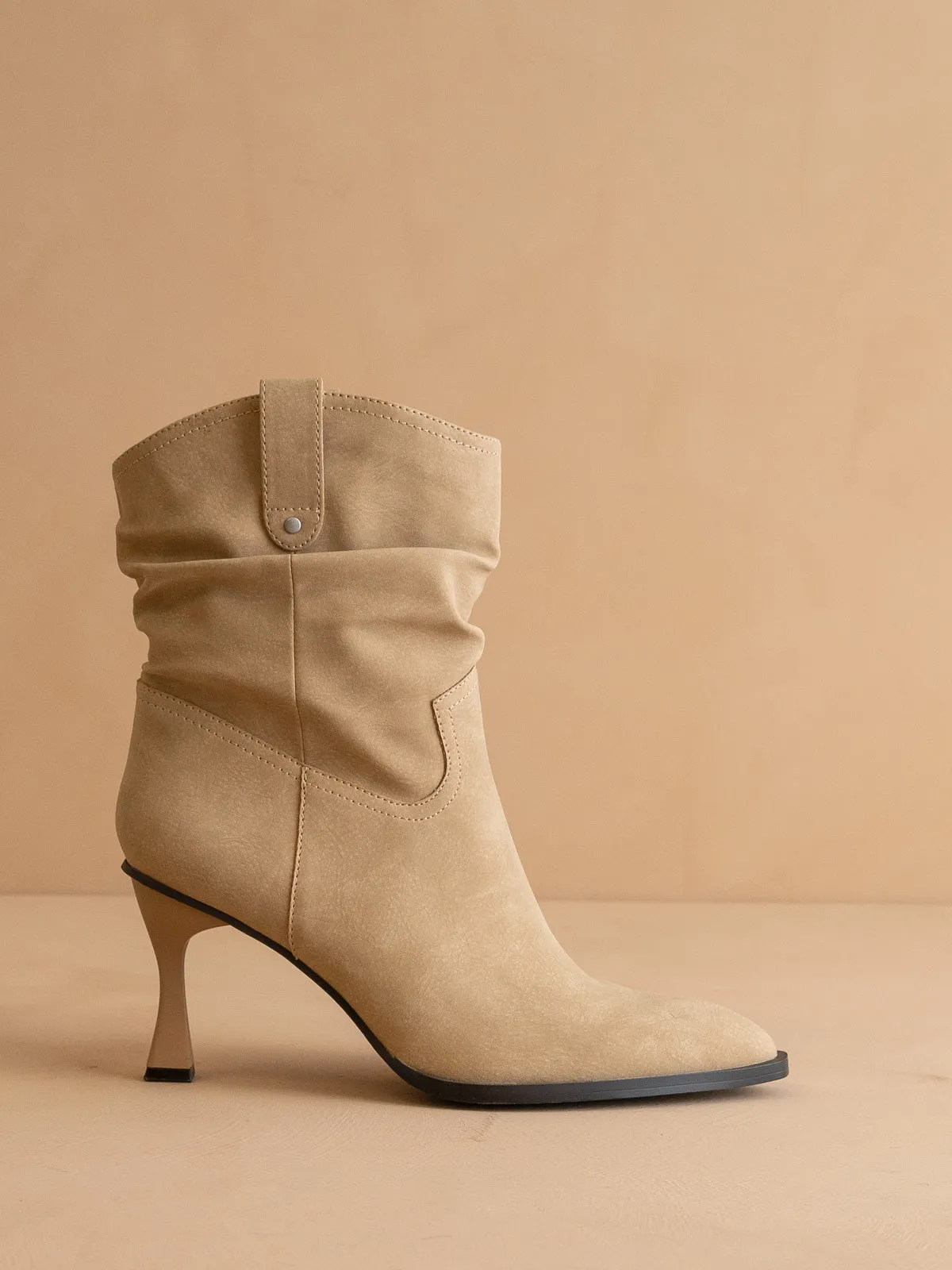 The Jolene | Khaki Kitten Heeled Western Boot