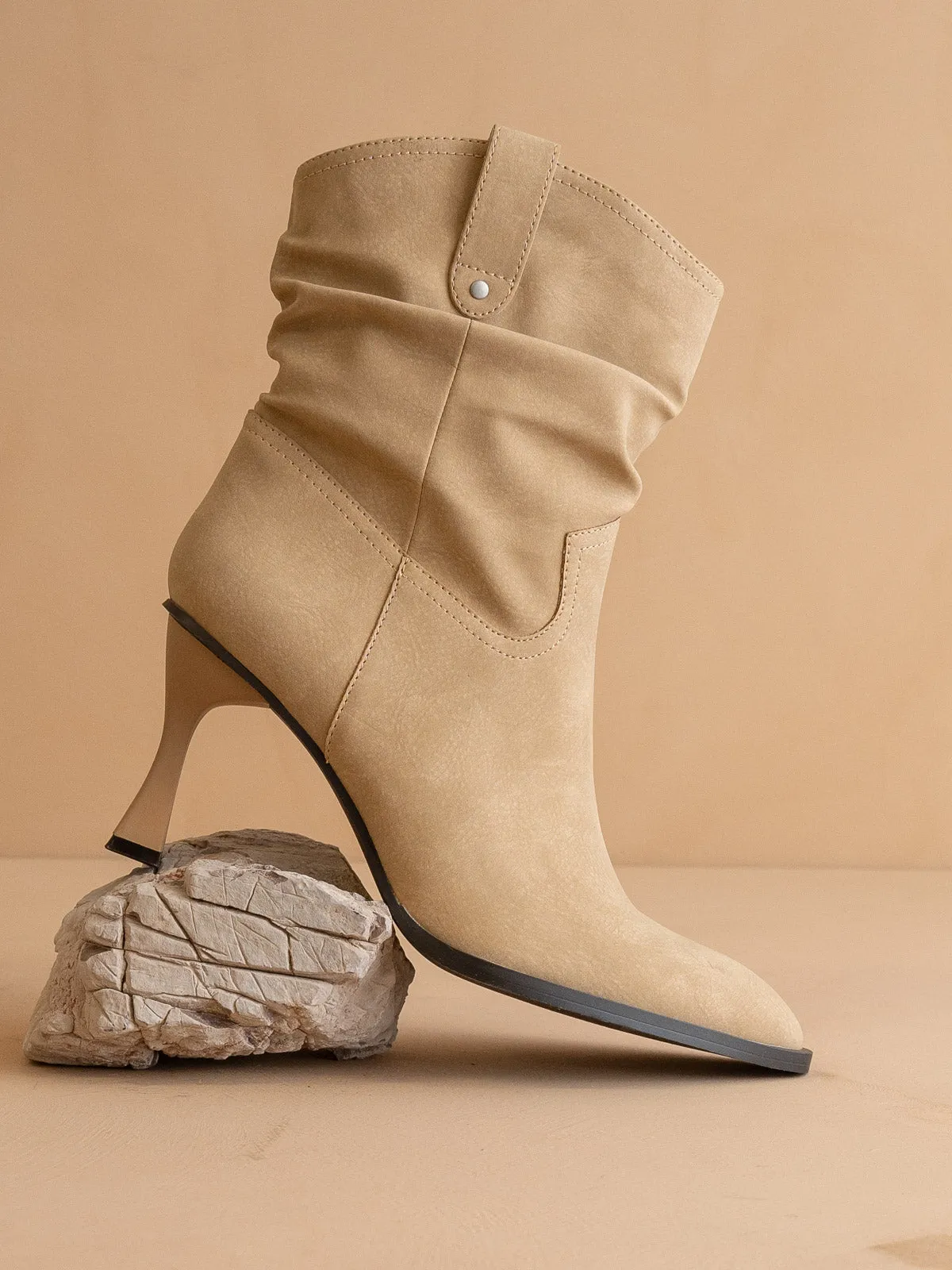 The Jolene | Khaki Kitten Heeled Western Boot