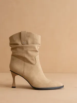 The Jolene | Khaki Kitten Heeled Western Boot
