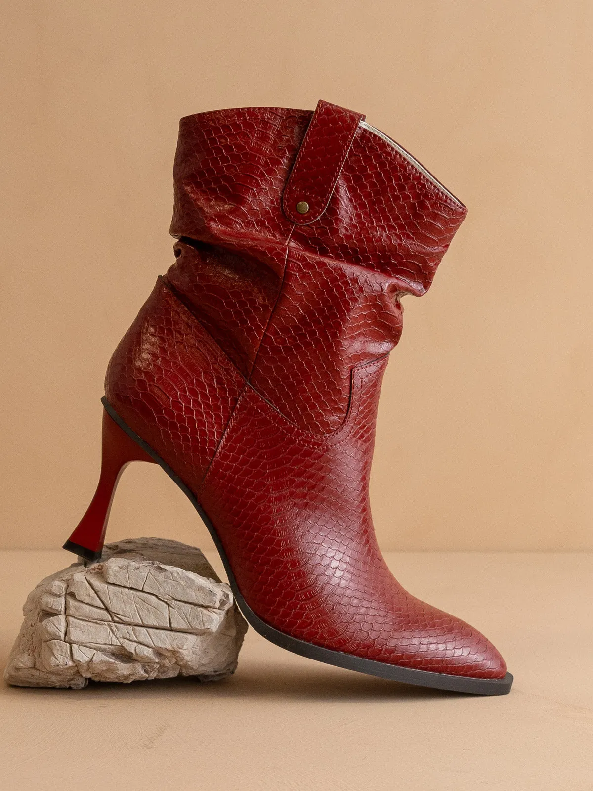 The Jolene | Red Kitten Heeled Western Boot