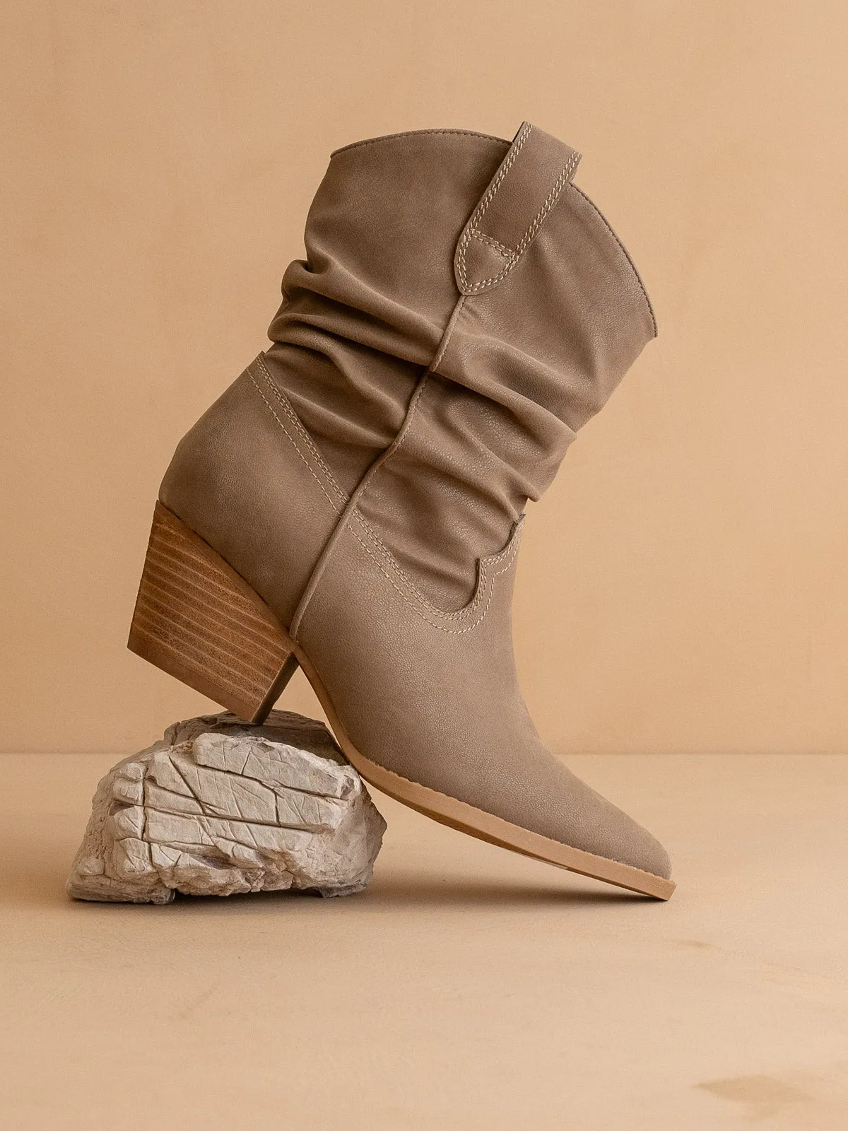The Kit | Dark Taupe Slouchy Western Bootie