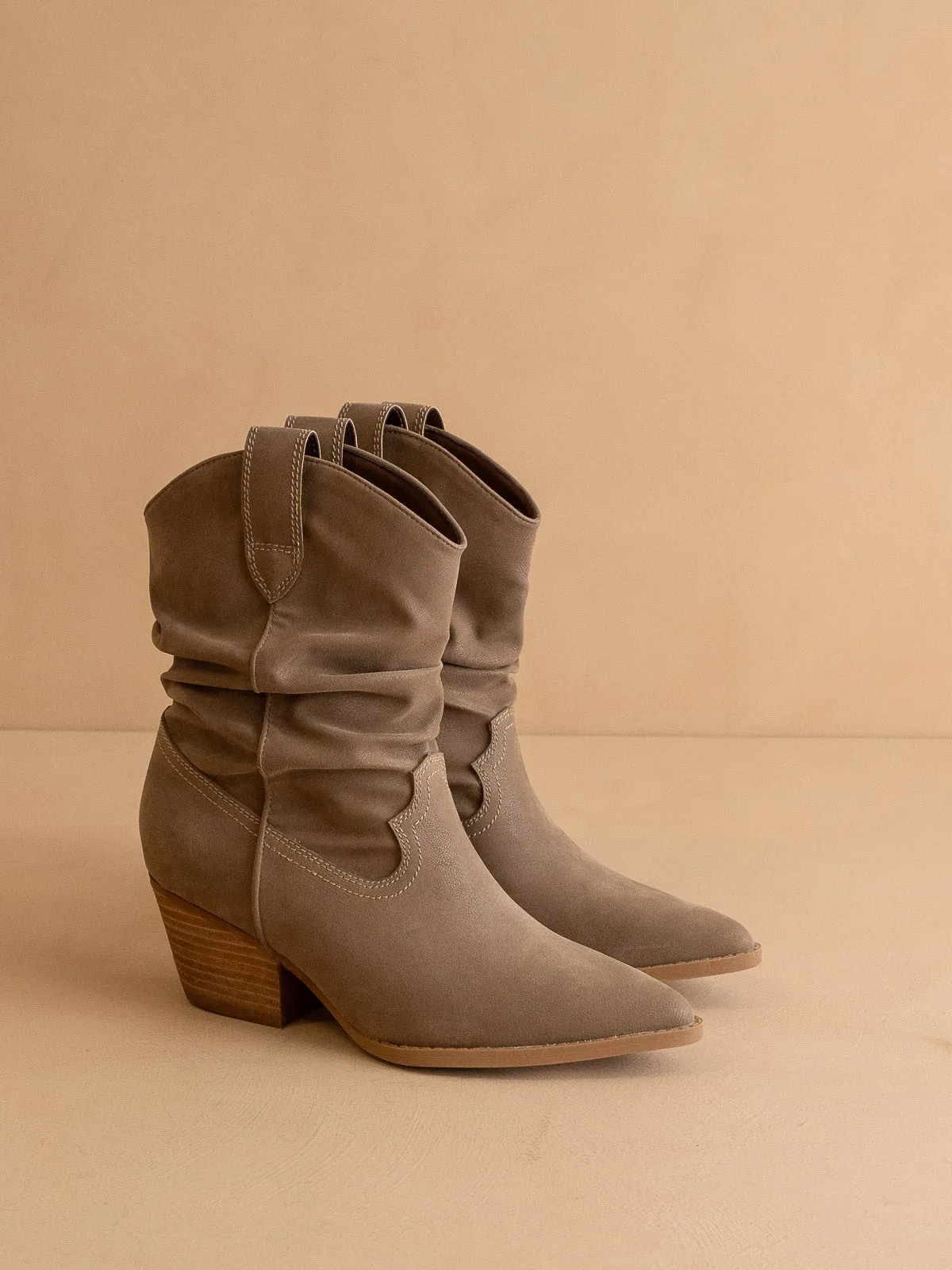 The Kit | Dark Taupe Slouchy Western Bootie