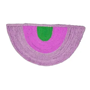 Three-toned Half Moon Accent Jute Rug - Pink