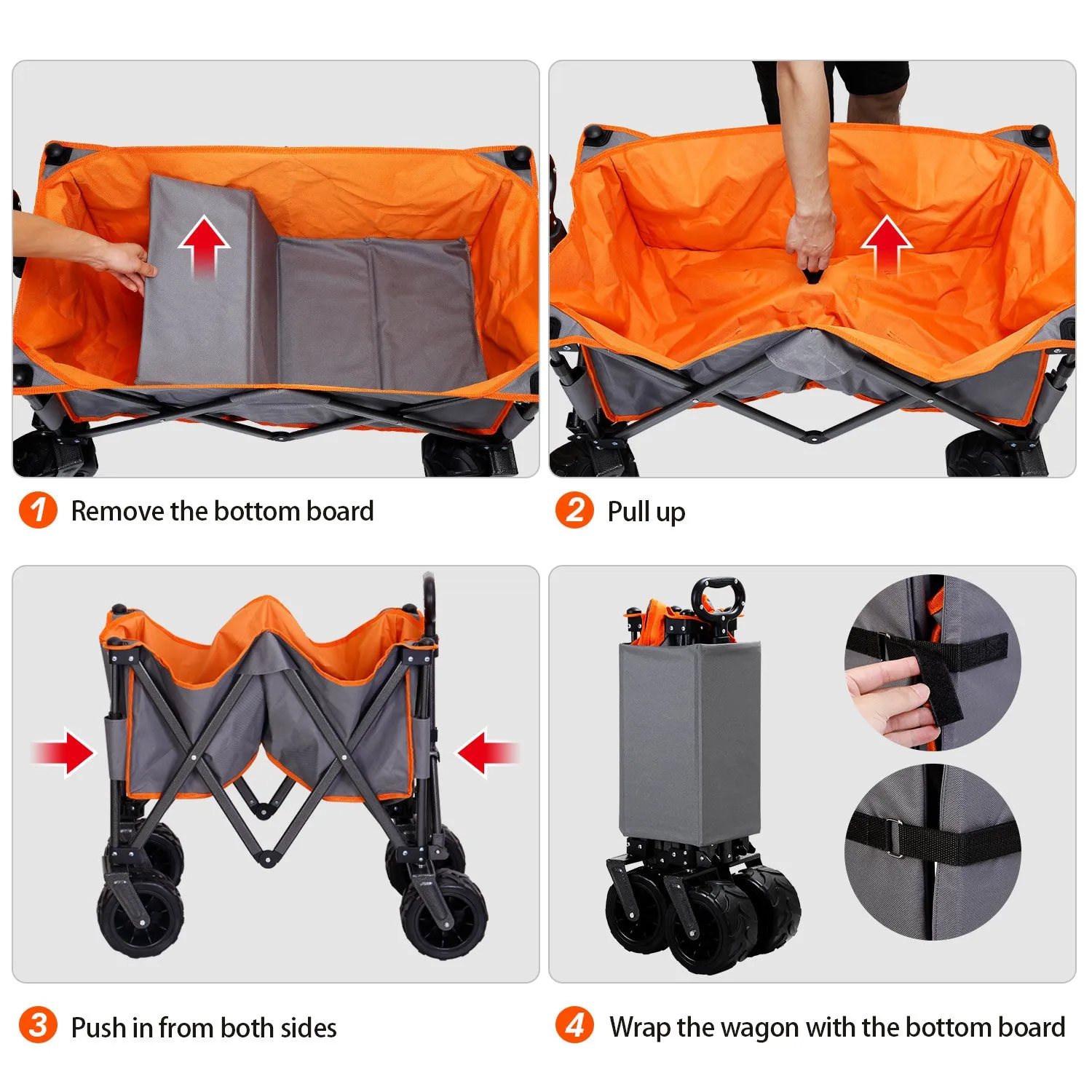 TRIPLETREE Heavy Folding Utility Wagon Cart With Universal Wheels & Adjustable Handle
