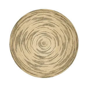 Twirly Black and Natural Round Jute Rug
