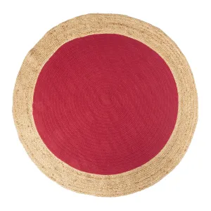 Vintage Design Maha Red/Natural Jute Handloom Round Rug