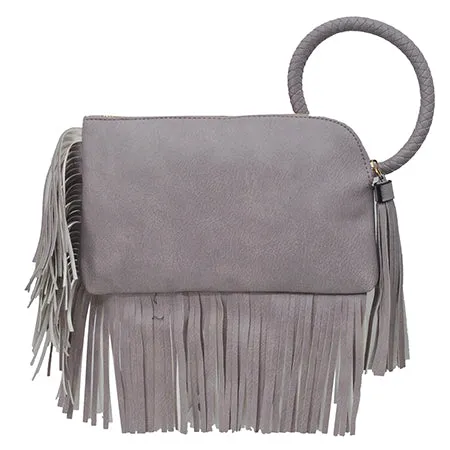 Violet NGIL Faux Leather Fringe Wristlet