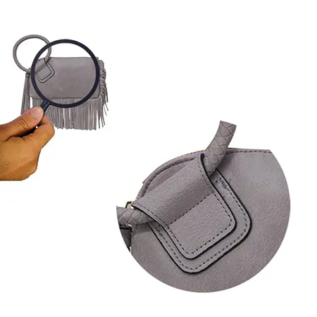 Violet NGIL Faux Leather Fringe Wristlet