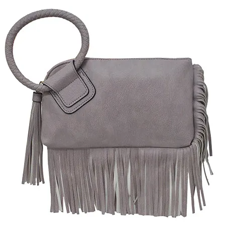 Violet NGIL Faux Leather Fringe Wristlet