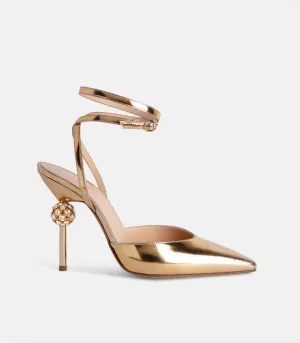 Vittoria Crystal Pump - Gold Mirror Leather