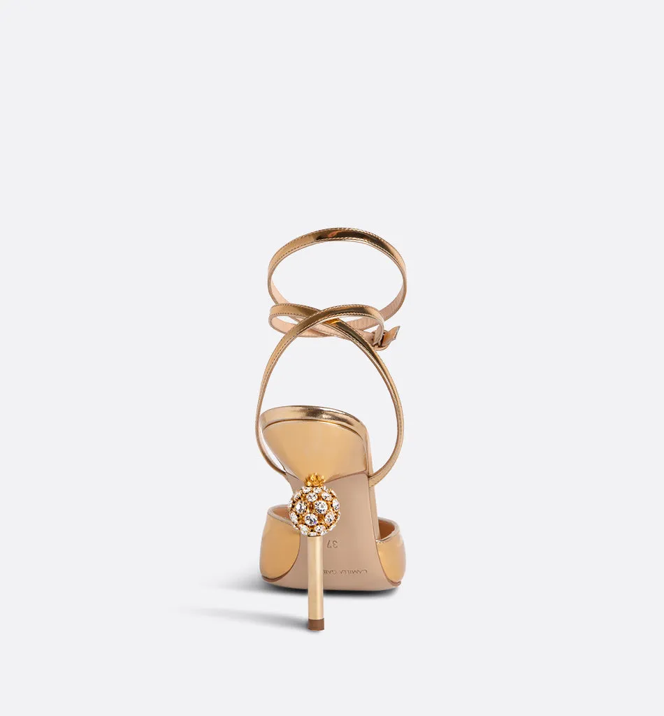 Vittoria Crystal Pump - Gold Mirror Leather