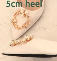 Wedding Shoes Women Pumps White Satin Princess Crystal