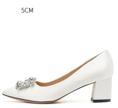 Wedding Shoes Women Pumps White Satin Princess Crystal