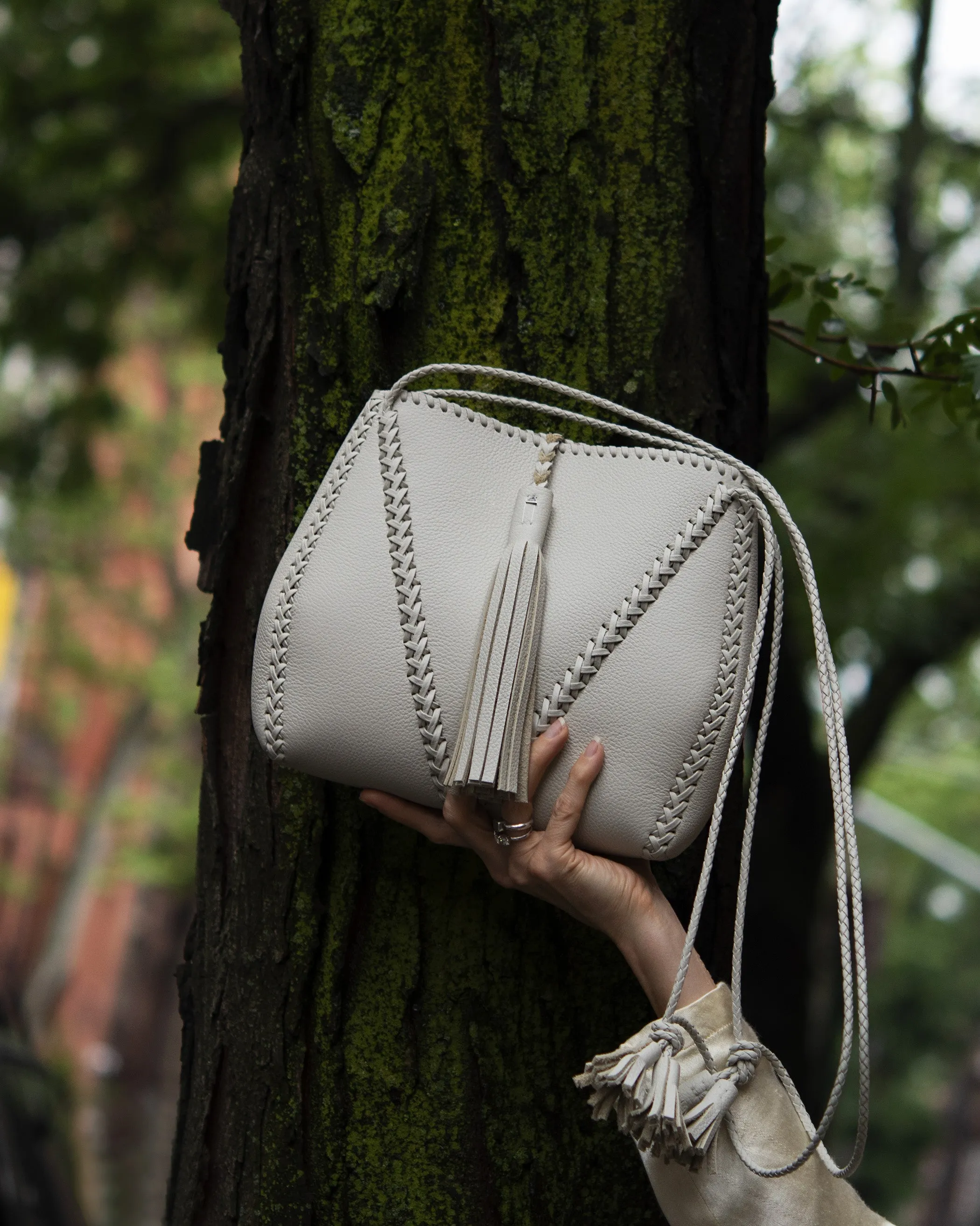 Whipstitch Braided V Bag