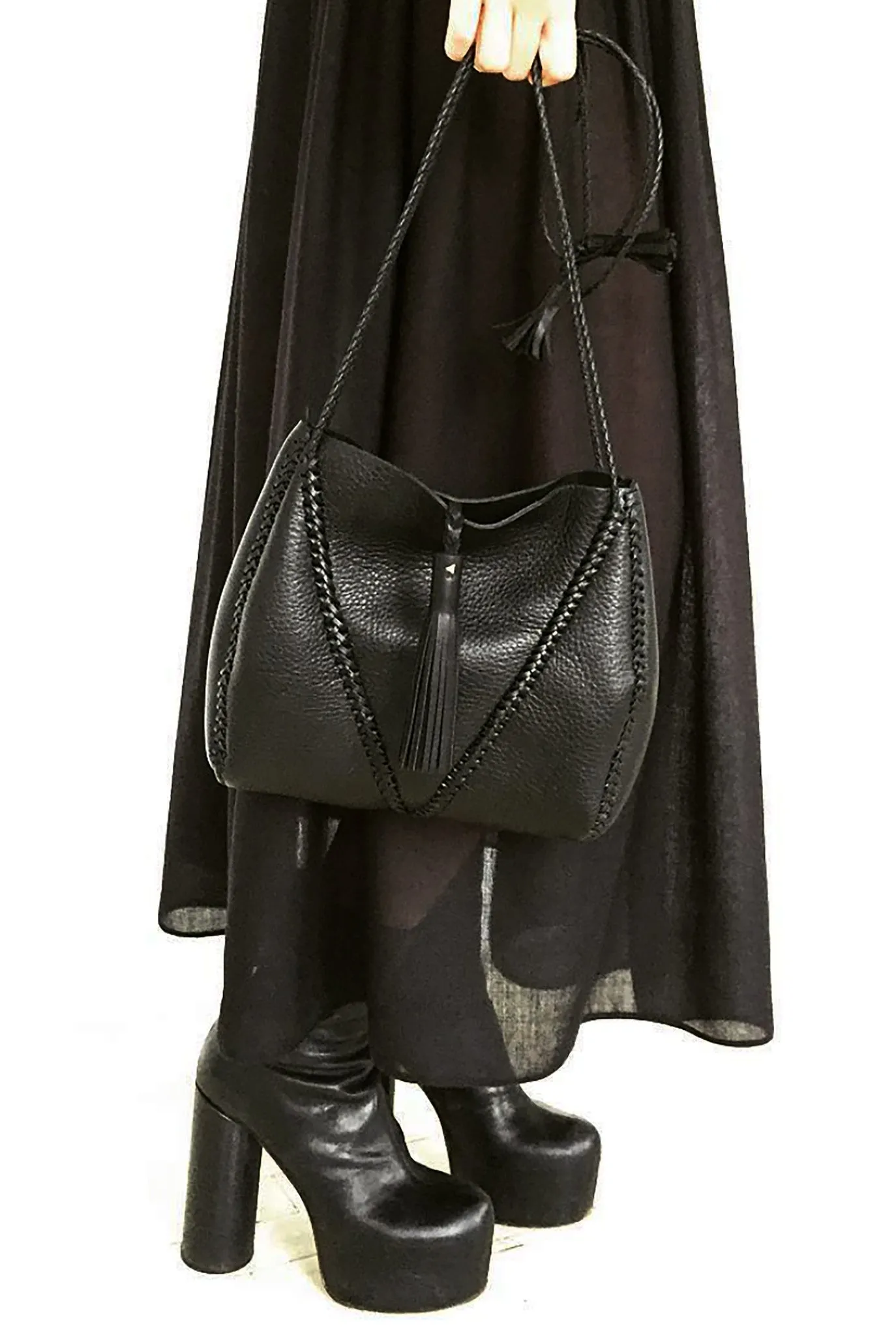 Whipstitch Braided V Bag