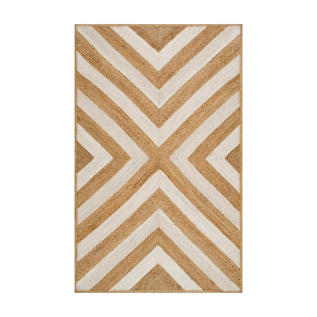 White Chevron Jute Rug