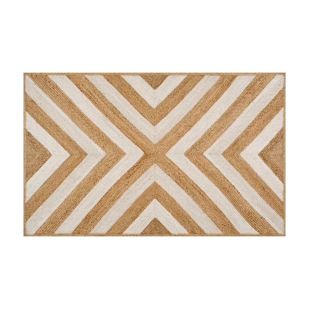 White Chevron Jute Rug