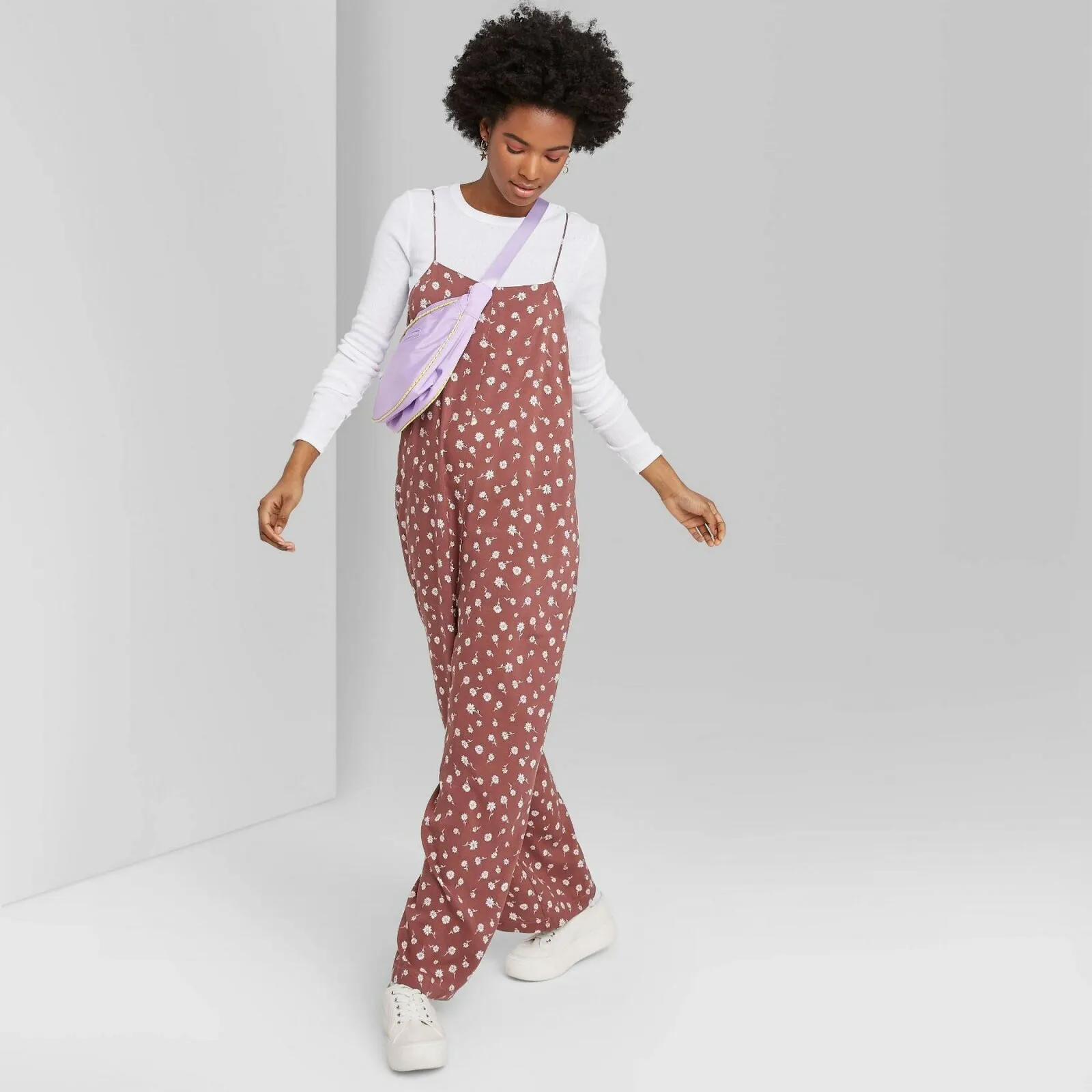 Wild Fable Floral Print Sleeveless Square Neck Strappy Waistless Jumpsuit