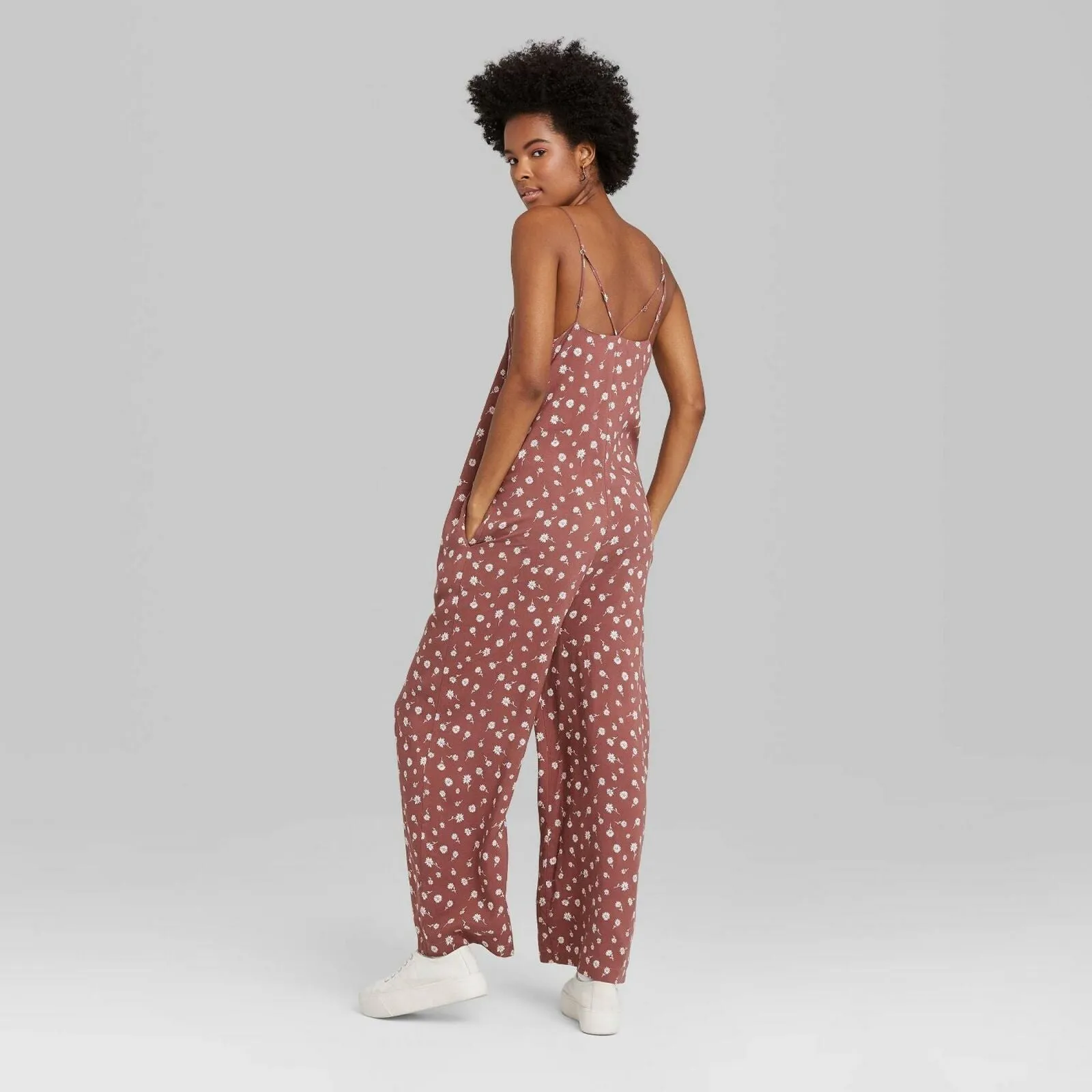 Wild Fable Women's Floral Sleeveless Square Neck Strappy Waistless Jumpsuit