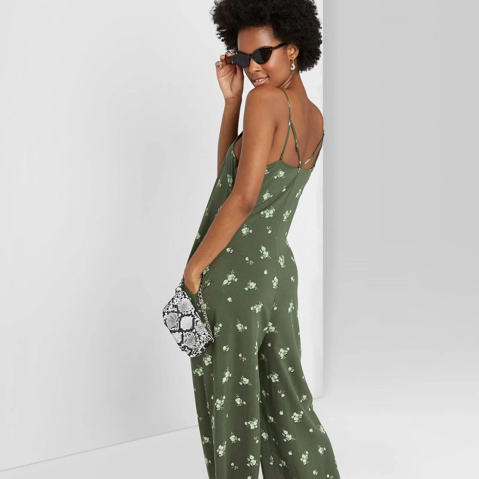 Wild Fable Women's Floral Sleeveless Square Neck Strappy Waistless Jumpsuit