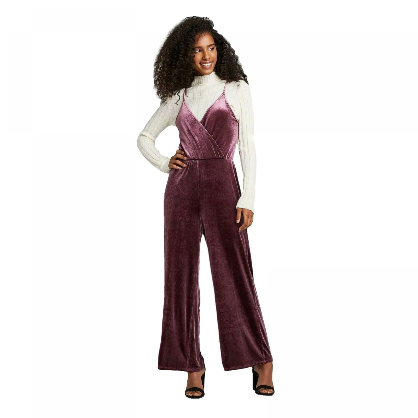 Wild Fable Women's Sleeveless V-Neck Velvet Wrap Jumpsuit