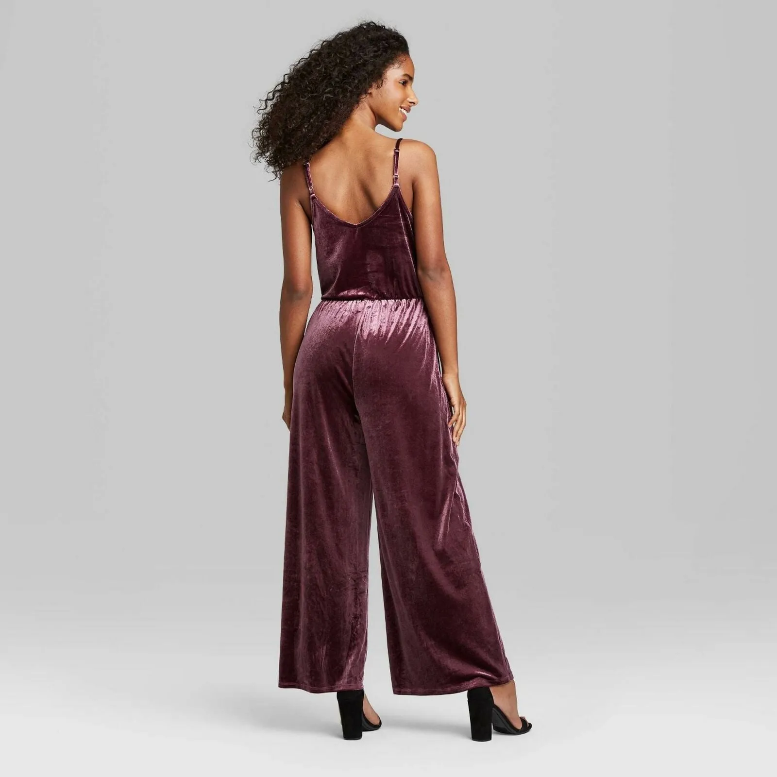 Wild Fable Women's Sleeveless V-Neck Velvet Wrap Jumpsuit