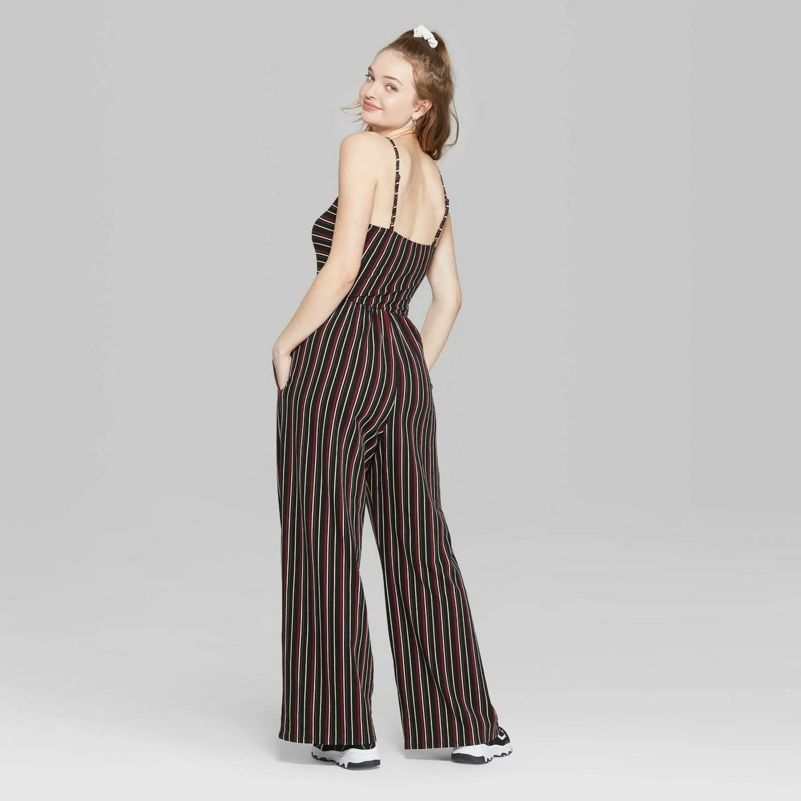 Wild Fable Women's Striped Sleeveless Scoop Neck Knit Jumpsuit