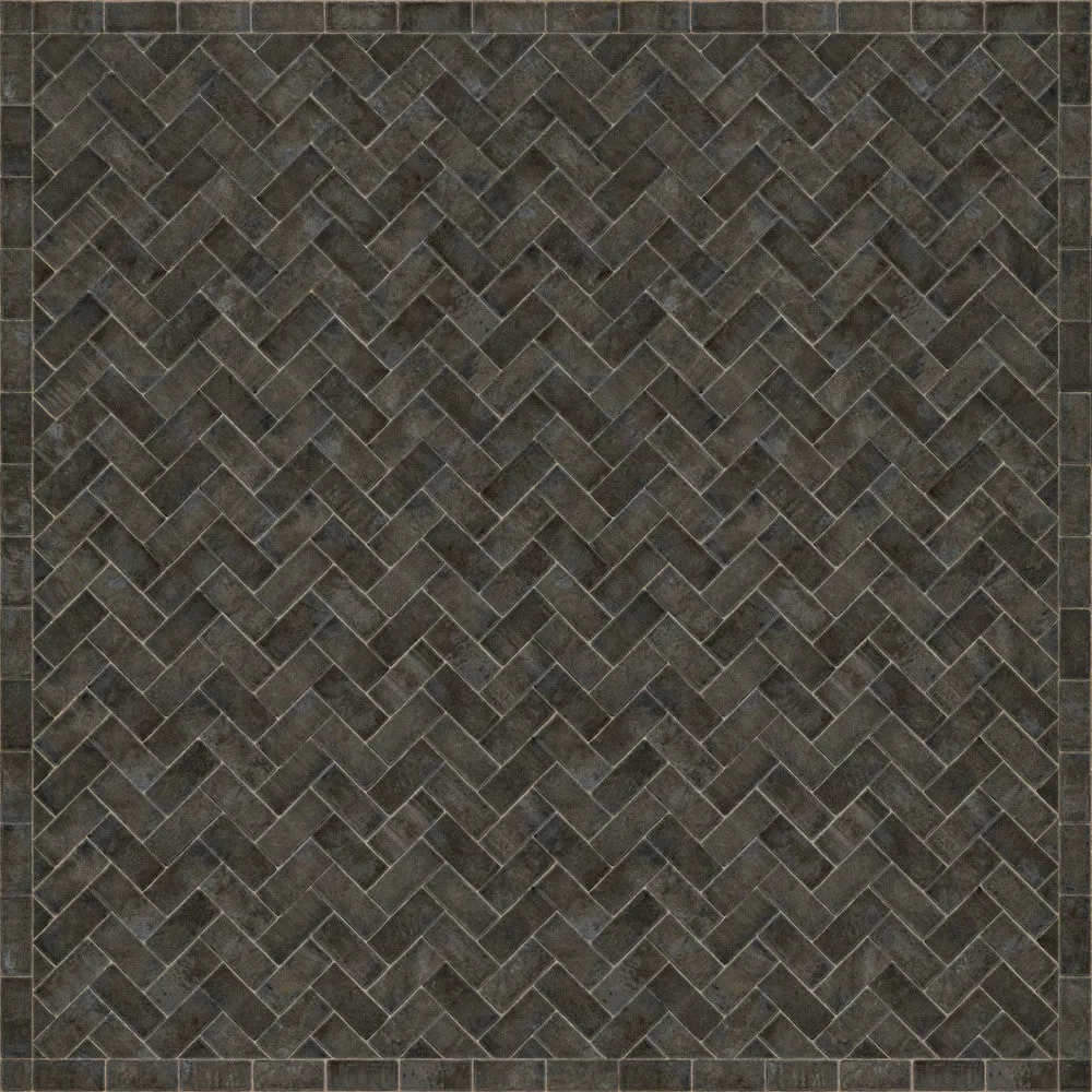 Williamsburg Brick Herringbone "Blacksmith's Hammer" Vinyl Floorcloth - Spicher & Co.
