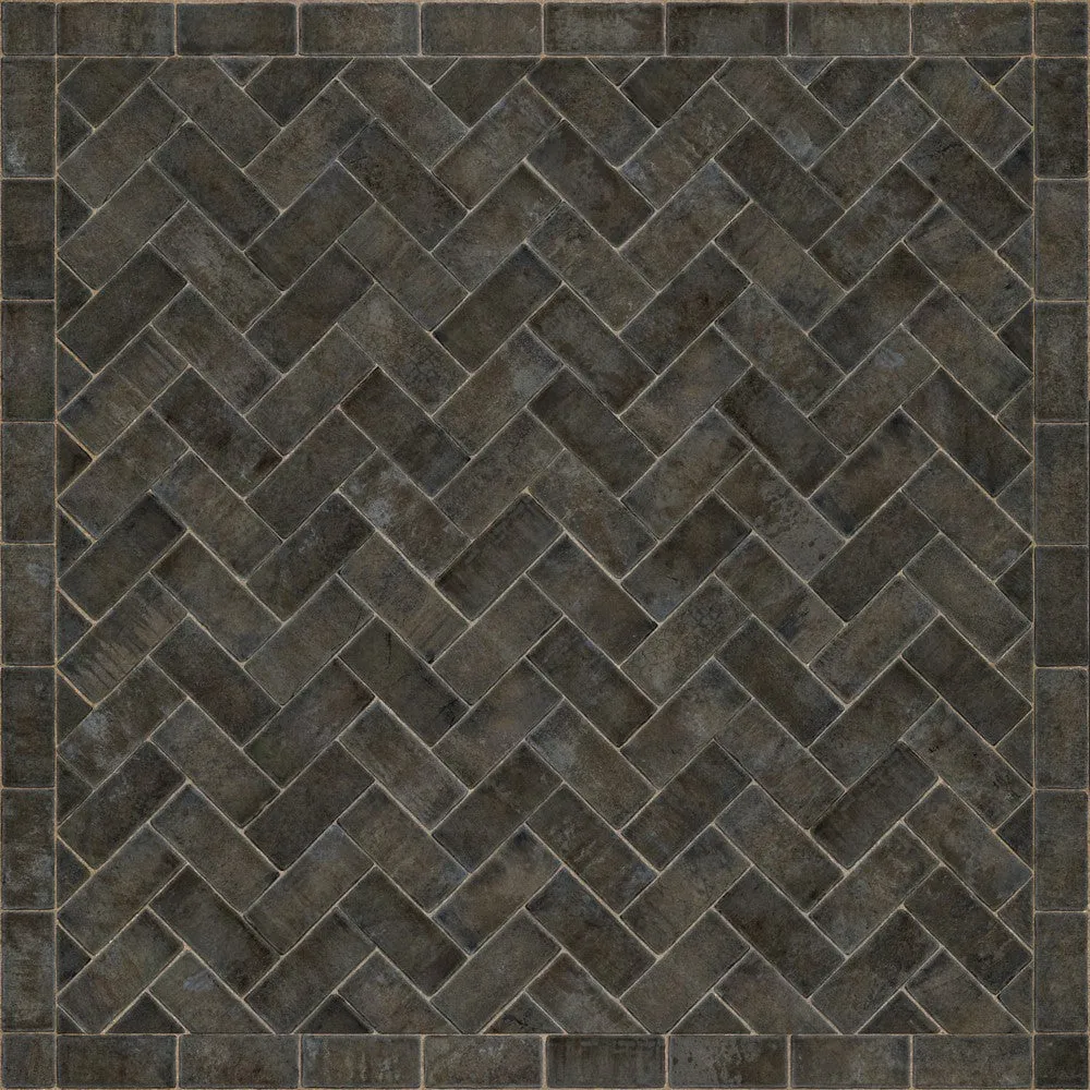 Williamsburg Brick Herringbone "Blacksmith's Hammer" Vinyl Floorcloth - Spicher & Co.