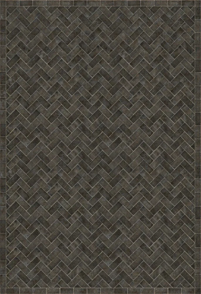 Williamsburg Brick Herringbone "Blacksmith's Hammer" Vinyl Floorcloth - Spicher & Co.