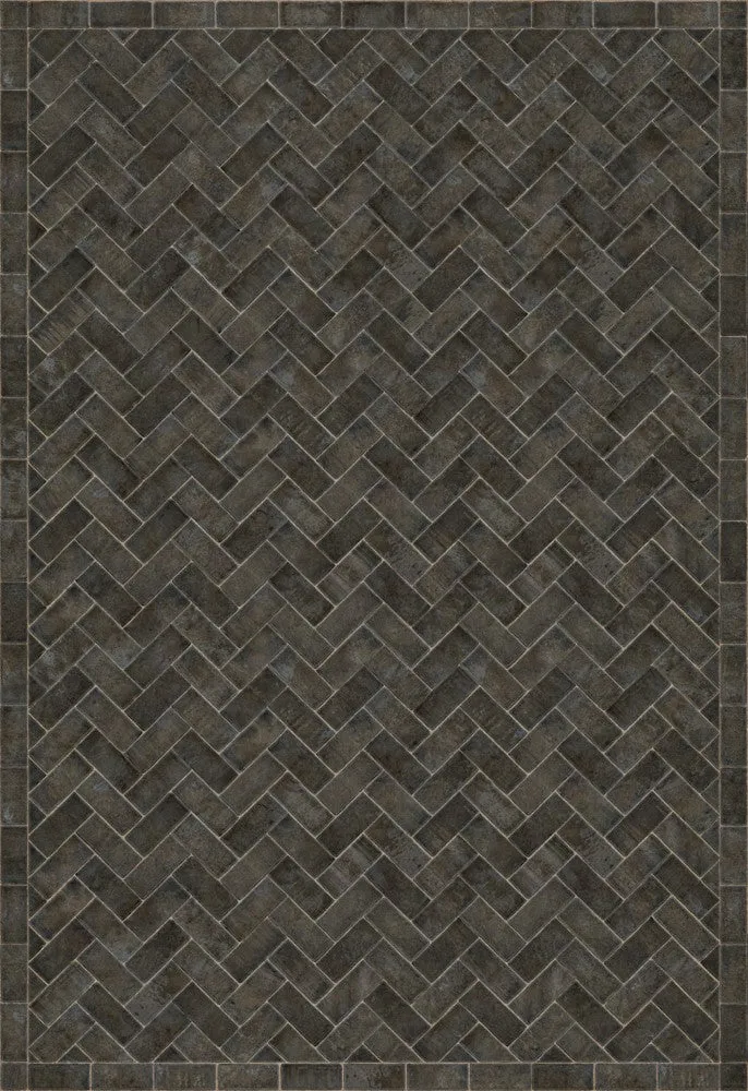 Williamsburg Brick Herringbone "Blacksmith's Hammer" Vinyl Floorcloth - Spicher & Co.
